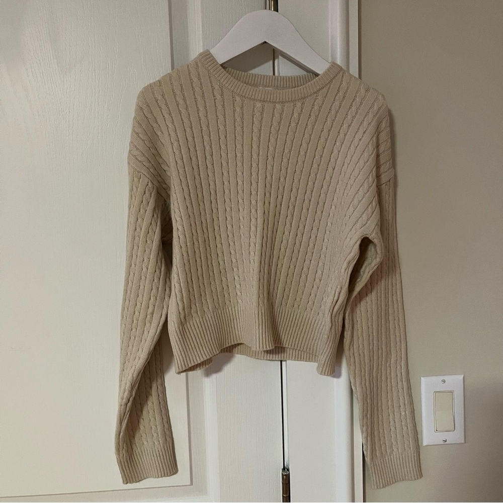 cotton on cropped cable knit sweater